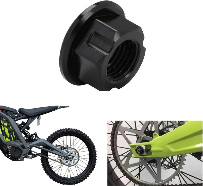 BAOUFF M12x1.25 Rear Fork Axle Nut for Edirt Bike,Rear Wheel Axle Nuts Screws for Dirt Bike Sur Ron Light Bee S/Light Bee X/E Ride Pro S SS SR/Talaria Sting L1E/X160/X260 - Black - Image 1